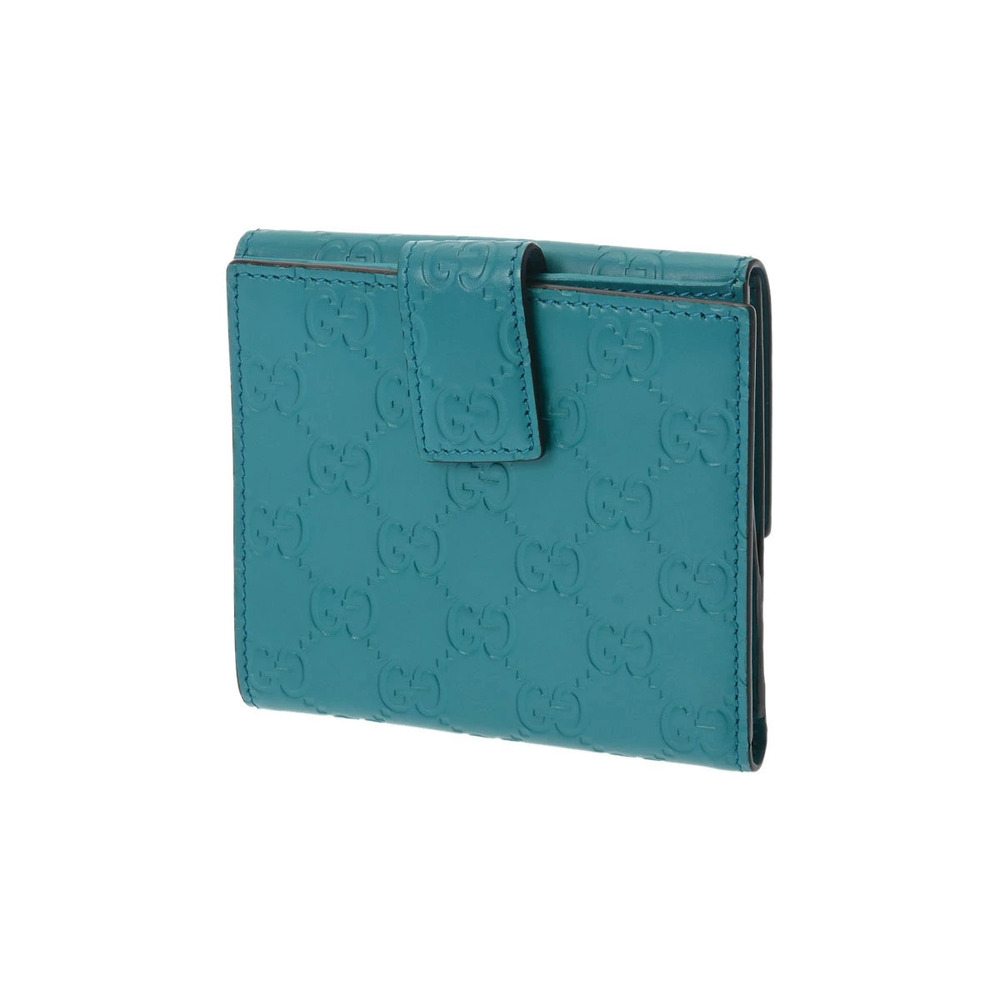Gucci fold Blue Leather Wallet Bi Blue